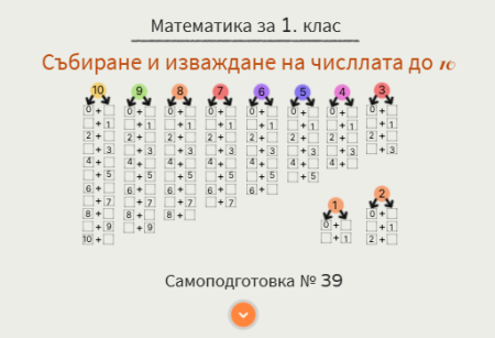 Самоподготовка № 39. Събиране и изваждане до 10